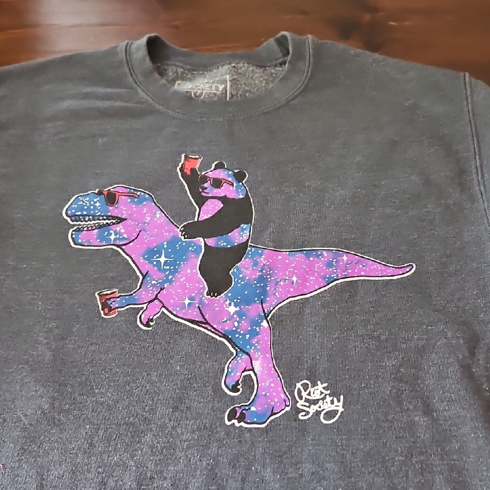 Riot Society Whimsical Sweatshirt.  Giddy Up Dinosaur.  Men's Size Medium